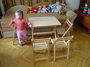 Детский деревянный складной столик и детские раскладные стульчики (массив Бука)