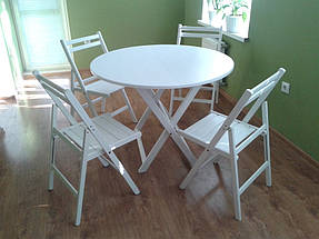 Стол и стулья раскладные белые (массив Бука)