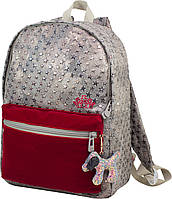 Городской молодежный подростковый рюкзак серый с красным для девушек Winner со звездами в школу (229)