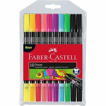 Фломастери Faber Castell FIBRE-TIP NEON двосторонні 10 цв. (151109)