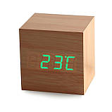 Годинник будильник wood clock green подарунок, фото 2