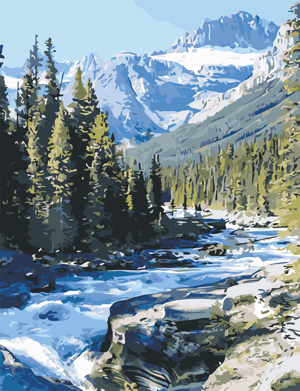 Художній творчий набір, картина за номерами Гірська річка, 50x65 см, «Art Story» (AS0628)