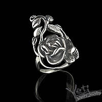 Серебряное женское кольцо с розой "Роза"