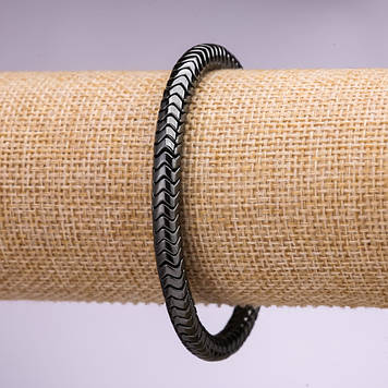 Браслет камінь Гематит рондель зиґзаґ зубчик круглий d-6х4+-мм L-18см