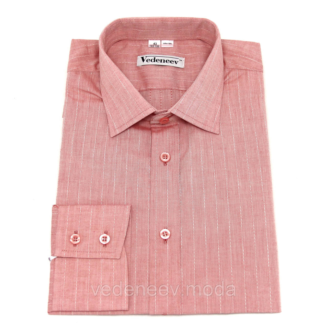 Чоловіча сорочка рожевого кольору в смужку, фото 1