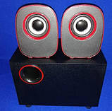 Комп'ютерні колонки FT-H3 mini 2.1 USB, чорні з червоним, фото 4
