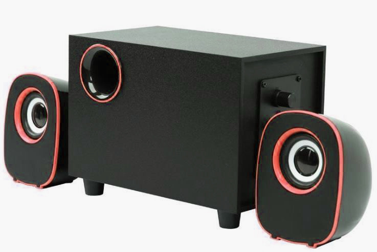 Комп'ютерні колонки FT-H3 mini 2.1 USB, чорні з червоним, фото 1