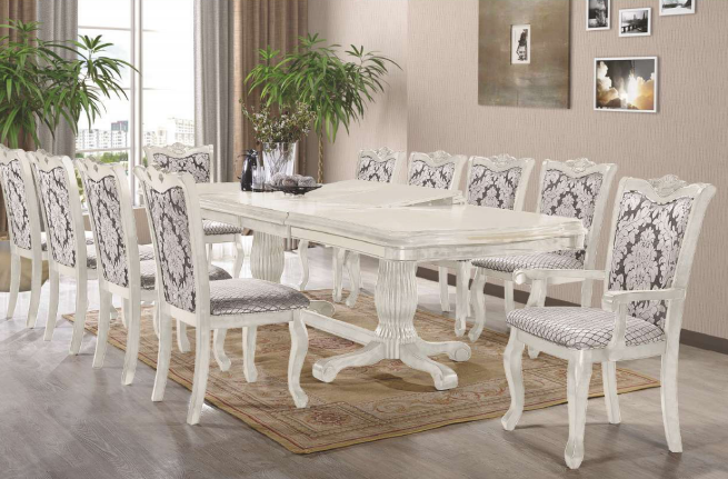 Великий обідній стіл в класичному стилі  Ліссабон Sof, колір білий
