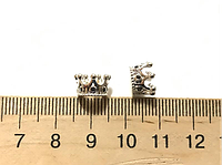 Бусина корона с черными фианитами цвет серебро (гипоаллергенный сплав)