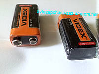 Приличні батарейки Videx типорозміру "Крона" 9 V 6F22 +40% LIFETIME. Термін придатності 11.2021 Опт і роздріб