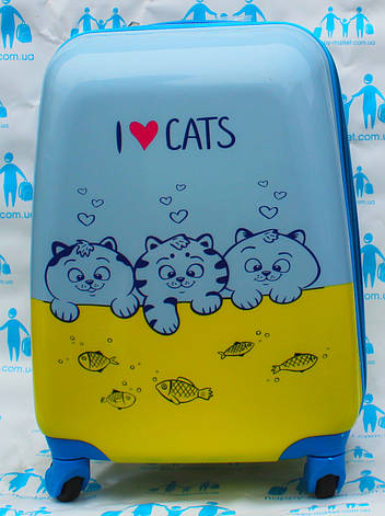 Валізи дитячі дорожні ручна поклажа якість Стандарт I love cats 2020-11, фото 2