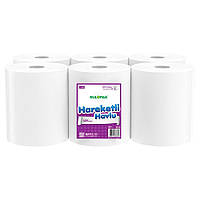 Рушники паперові 125 м/рул, 6 рул/уп, двошарові, білі, без перфорації, Rulopak