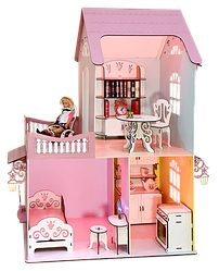 Будиночок No 2 (2 поверхи, 3 кімнати, тераса) — Фарбована фанера — 74 х 41 х 87 см AS-4268, BF-002