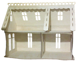 Будиночок No 5 (2 поверхи, 4 кімнати) — Нефарбована фанера — 101 х 55 х 78 см AS-4271, BF-005