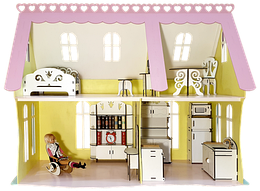 Будиночок No 7 (2 поверхи, 4 кімнати) — Фарбована фанера + підсвітка + пульт — 101 х 55 х 78 см AS-4284, BF-007