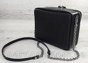 61 Натуральна шкіра, Сумка жіноча крос-боді чорна з 3D тисненням Сумка cross-body шкіряна чорна, фото 5