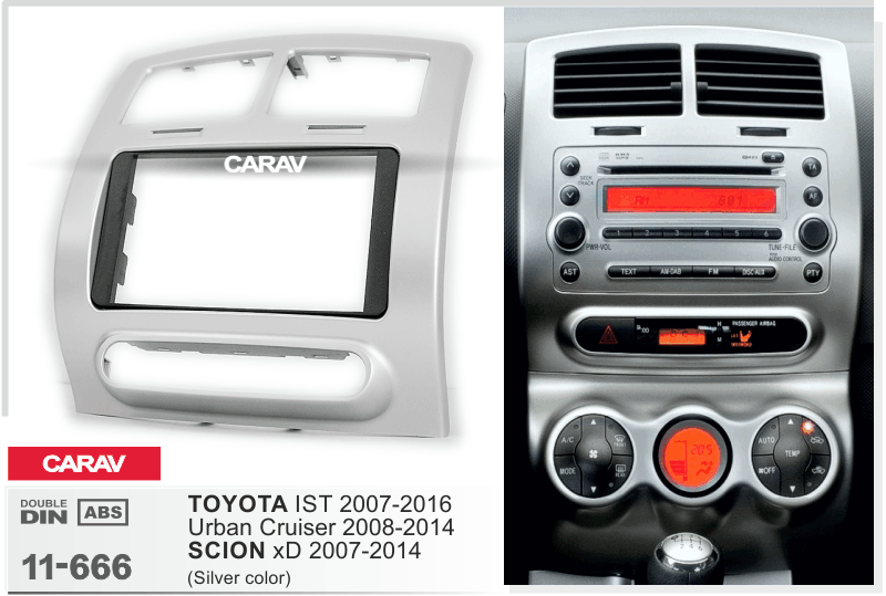 2-DIN переходная рамка TOYOTA IST 2007-2014; Urban Cruiser 2008-2014 / SCION xD 2007-2014, CARAV 11-666 - фото 1 - id-p1096649904