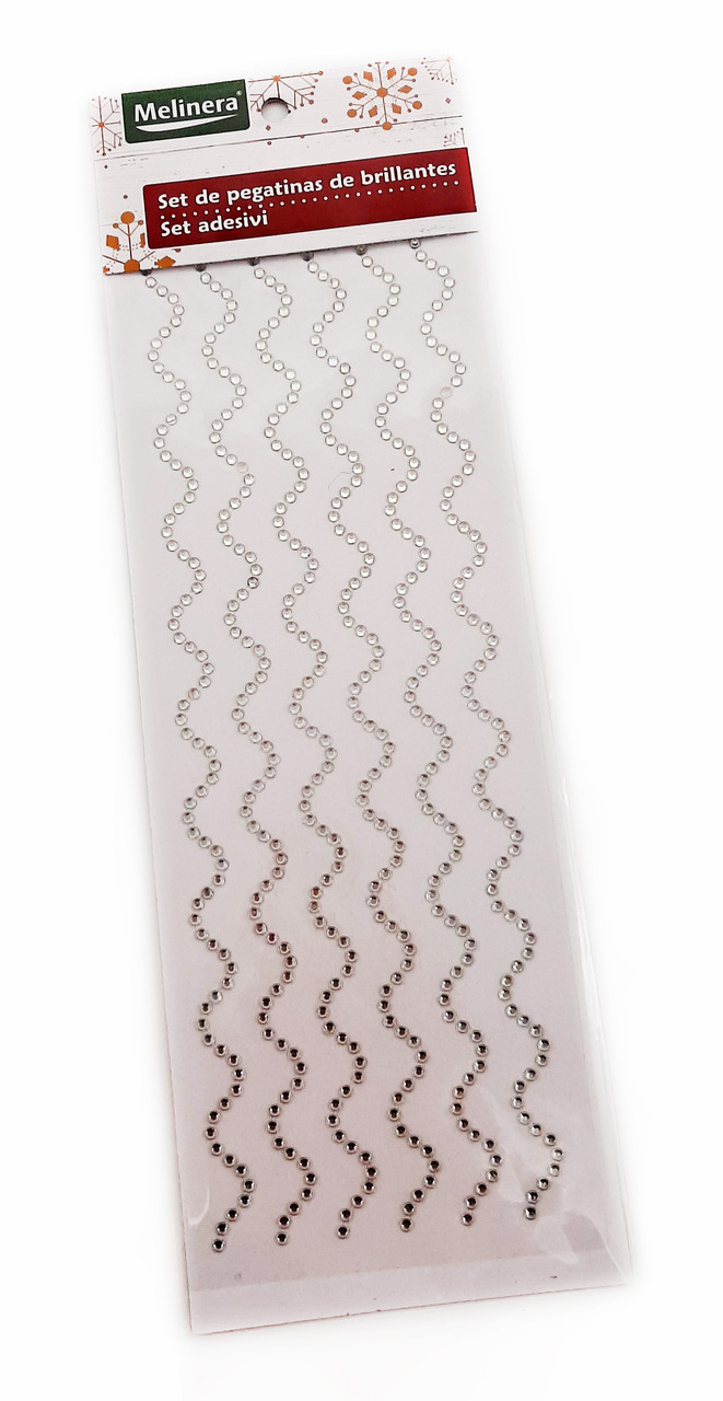 Новорічні наклейки стрази Melinera, декоративні стрази на клейовій основі Хвиля, стрази для творчості