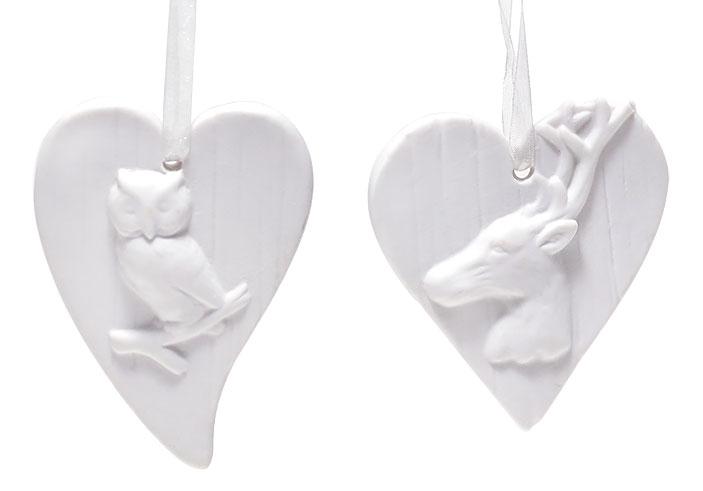 Порцелянова підвісний орнамент 8см у формі серця, 2 дизайни ТОВАР ВІД ВИРОБНИКА