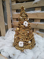 Золотиста Декоративная новорічна ялинка на стіл 32, 54, 64 см