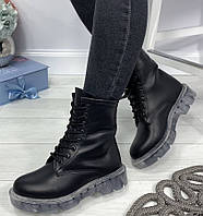 Легендарные! Dr. Martens Jadon женские зимние кожаные ботинки на платформе с шнуровкой черные мартенсы