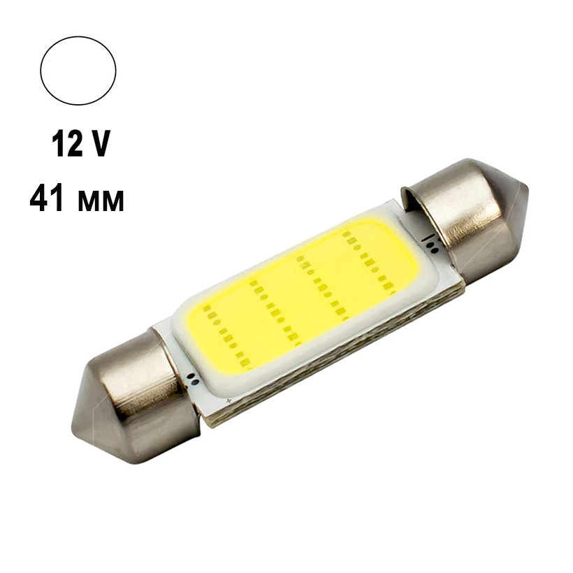 Автолампа Terra Festoon, цоколь SV8.5-8, COB, 41 мм, білий, 12V, фото 1