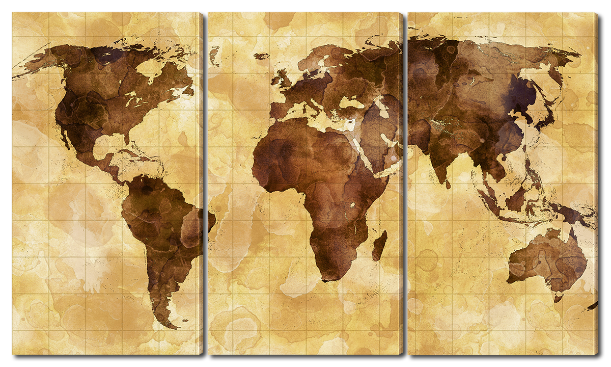 Модульна картина Interno Холст Карта материків 164x93 см (R6716XXL)