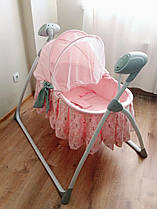Електронні гойдалки люлька ліжечко для новонароджених 3 в 1 CARRELLO DOLCE з музикою рожева від 0 до 9 місяців