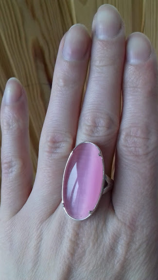 Срібне кільце з рожевим улекситом, фото 1