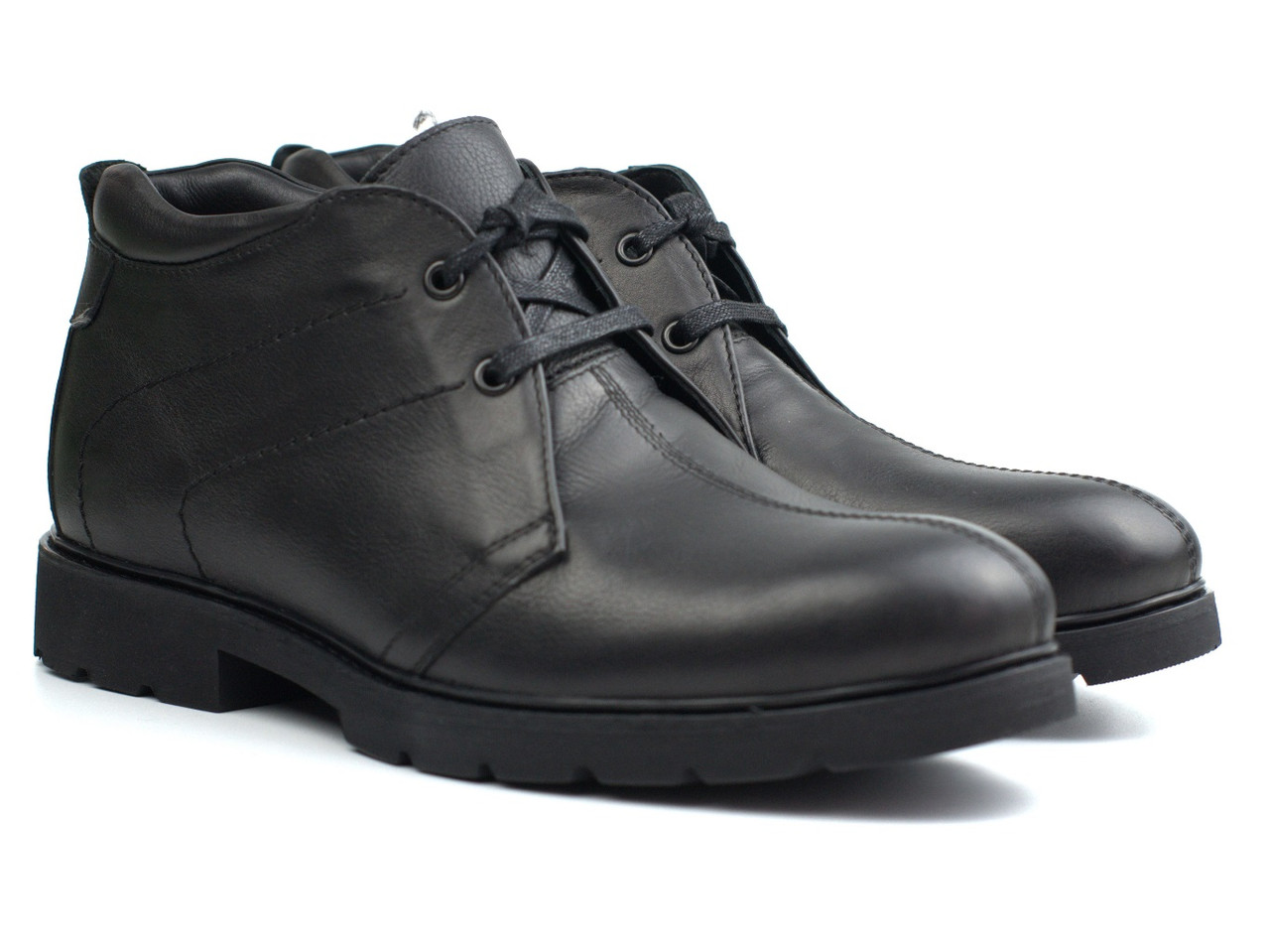 Класичні зимові черевики шкіряні чорні дезерти чоловіче взуття на хутрі Rosso Avangard Carlo Pa20