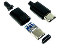Штекер USB Type-C на кабель черн.