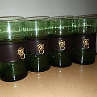 Старовинний склянку з зеленого скла Лев, в шкіряному чохлі