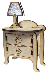Комод із настільною лампою, сенсорний вимикач, фанера 10 х 6 х 16 см AS-5532, Е-053