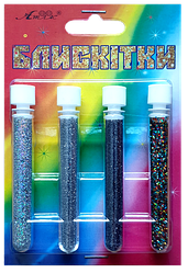 Блискітки (Глітер) Набір No 7 - 2 г (4 шт.) - Срібло + Срібло Гол + Платина + Мікс AS-2207, А-976