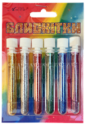 Блискітки (Глітер) Набір No 11 - 2 г (6 шт) - Золото + Срібло + Синій + Зелений + Червоний + Фіолетовий