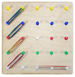 Геоборд або Планшет Математичний 20 х 20 см — 25 пластикових стійок + 15 гумок AS-7125