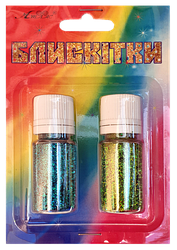 Блискітки (Глітер) Набір No 28 — 7 г (2 шт.) — Бірюза Гол + Зелений світлий Гол AS-2228, А-998