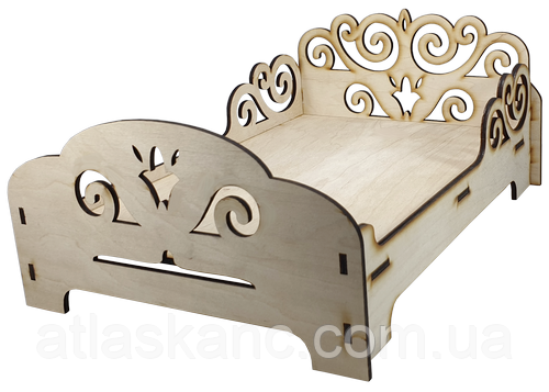 Меблі для ляльок типу Барбі — Ліжко No 2 двоспальне із завитками 22.5 х 30.8 х 14 см AS-4003, F-0191, фото 1