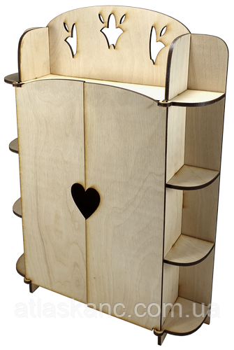 Меблі для ляльок типу Барбі - Шафа No 1 з полицями 23 х 6 х 32 см AS-4006, фото 1