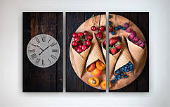 Настінний годинник на полотні Фрукти 100 х 60 см