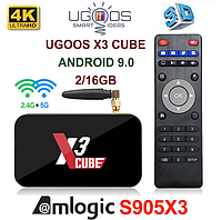 TV-Приставка Ugoos X3 Cube 2/16GB S905X3 (Android Smart TV BOX, Андроид Смарт ТВ Приставка, Андроїд тв бокс)
