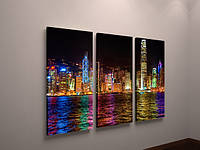Картина модульне нічне місто полотно Загальний габарит 90х60 см