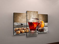 Картина модульна для кухні "Чай та горіхи" 90 х 70 см