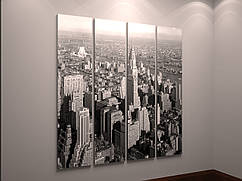 Картина модульне місто чорно-біла Загальний габарит 150х160 см