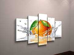 Модульна картина для кухні "Апельсин вода" 125 х 70 см