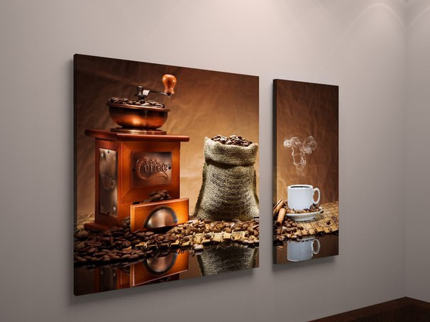Картина модульна для кухні "Кафемолка та кава" 100 х 60 см