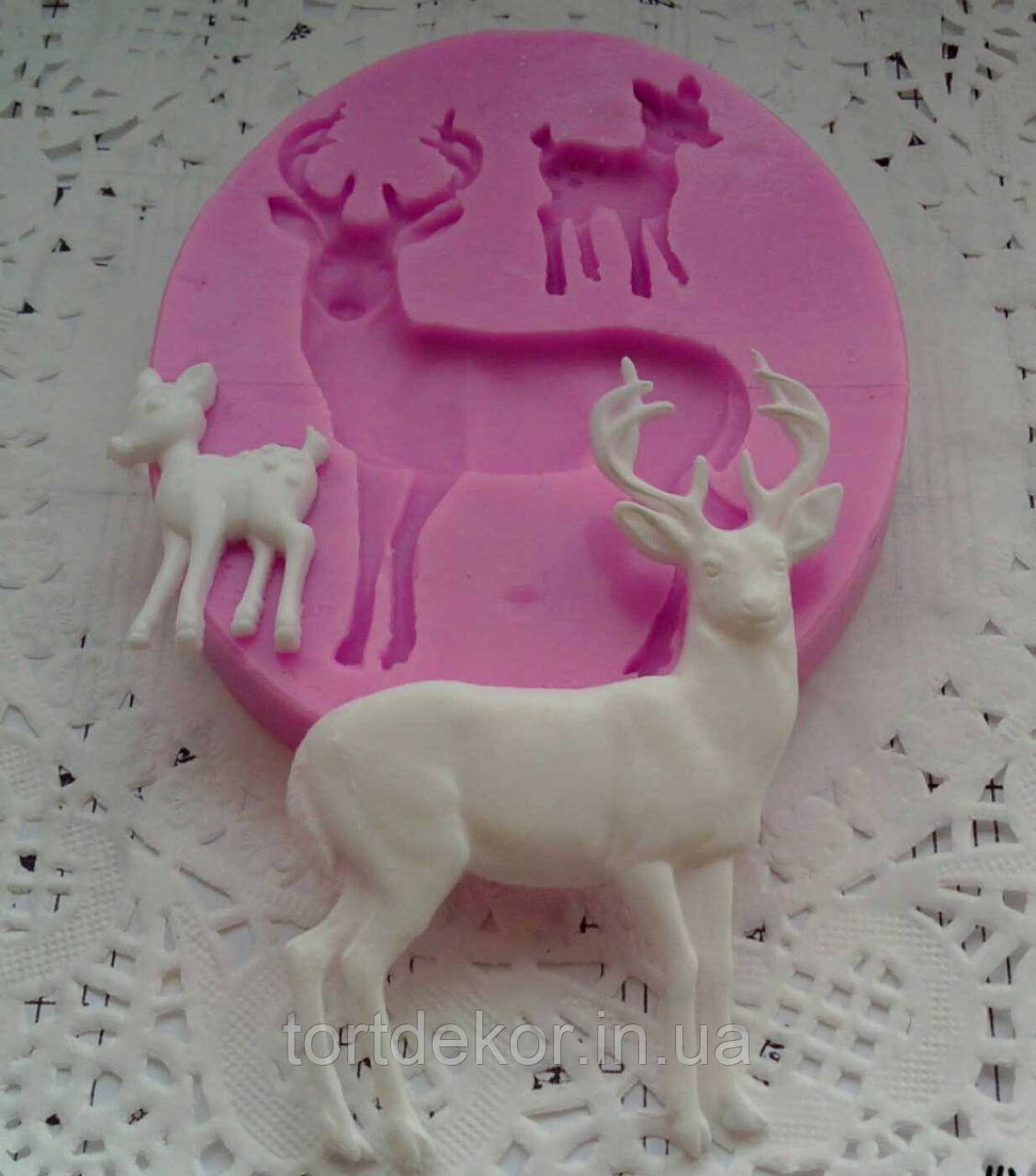 Силіконовий молд олень з оленям, фото 1