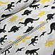Бавовняна тканина польська динозаври жовто-чорні на білому (Н-0018), фото 2