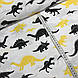 Бавовняна тканина польська динозаври жовто-чорні на білому (Н-0018), фото 3