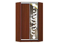 Шкаф-Купе Угловой корпус ДСП Яблоня локарно, одна дверь зеркало с пескоструем 60R (Luxe-Studio TM)